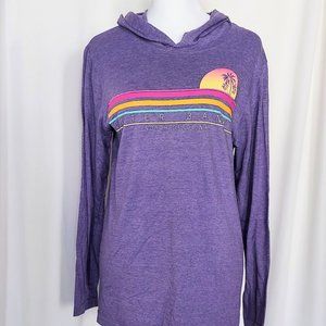 Prairie Mountain Outer Banks Long Sleeve Hooded Graphic T Shirt Sz Small Purple